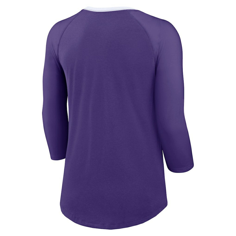 Nike Minnesota Vikings Women's 3/4 Sleeve Raglan Fashion Top Purple