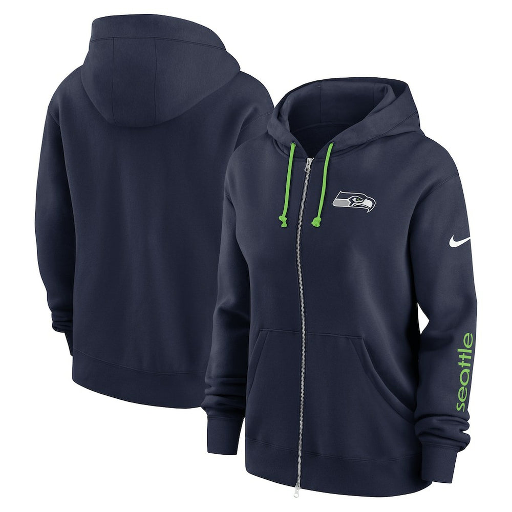Nike Seattle Seahawks Women's Plus Size Phoenix Full-Zip Hoodie College Navy