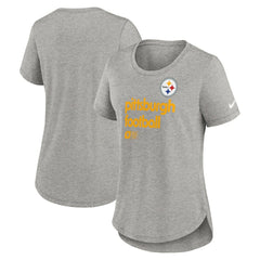 Nike Pittsburgh Steelers Women's Team Shout-Out Tri-Blend T-Shirt Heather Gray