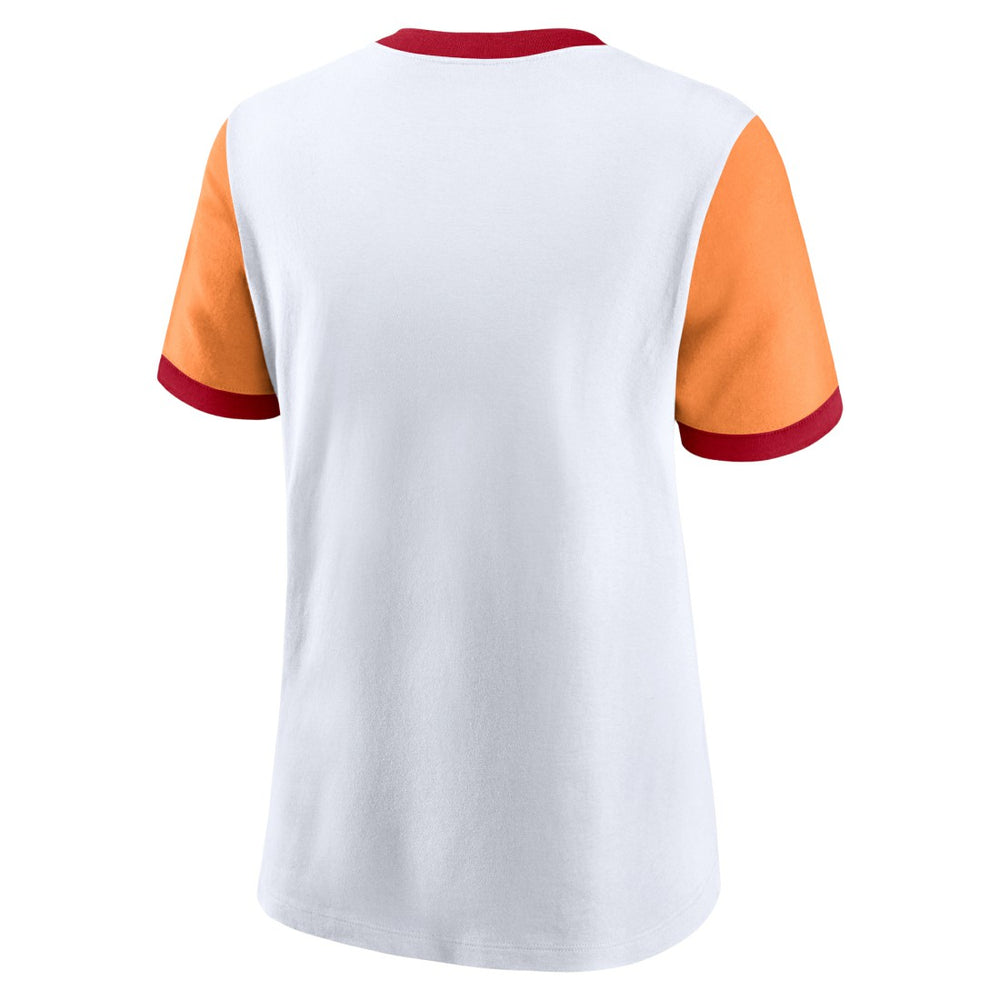 Nike Tampa Bay Buccaneers Women's Rewind Ringer T-Shirt White/Orange