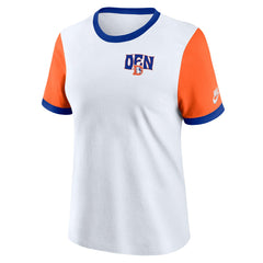 Nike Denver Broncos Women's Rewind Ringer T-Shirt White/Orange