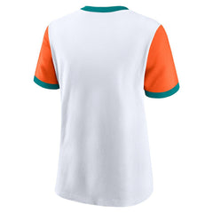 Nike Miami Dolphins Women's Rewind Ringer T-Shirt White/Orange