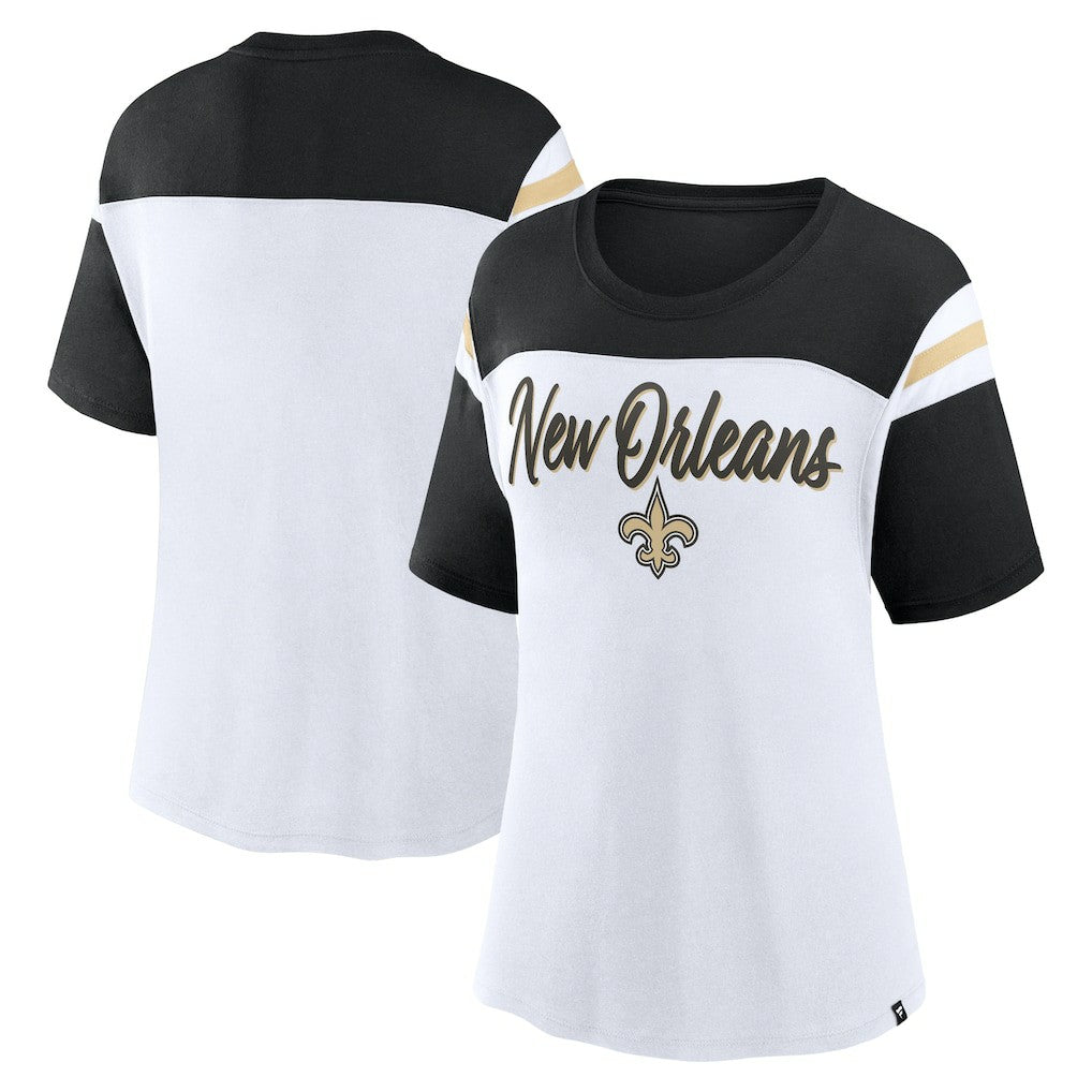 Fanatics New Orleans Saints Women's Cheer Chant Fashion Crop Top White/Black