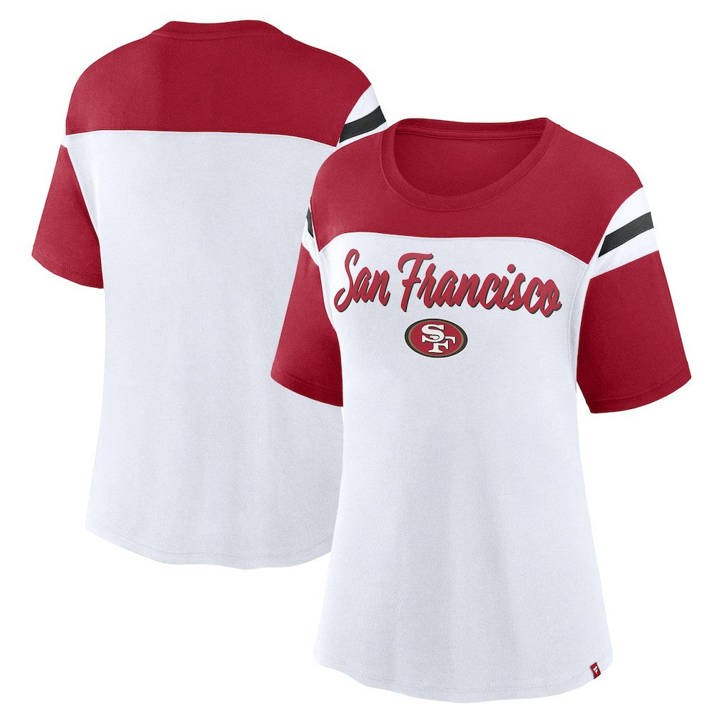 Fanatics San Francisco 49ers Women's Cheer Chant Fashion Crop Top White/Scarlet