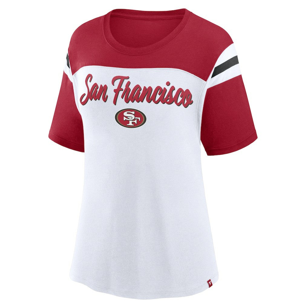 Fanatics San Francisco 49ers Women's Cheer Chant Fashion Crop Top White/Scarlet
