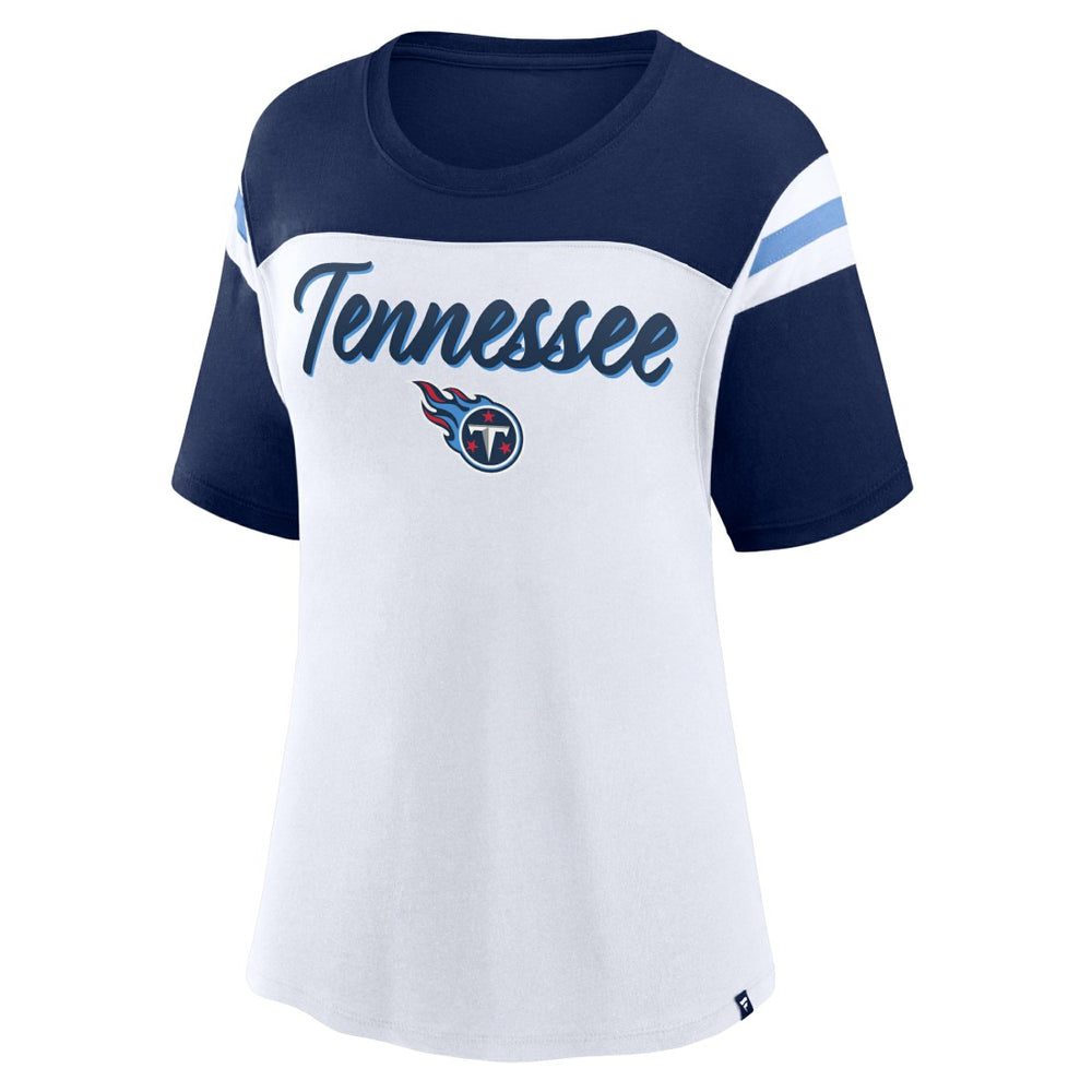 Fanatics Tennessee Titans Women's Cheer Chant Fashion Crop Top White/Navy