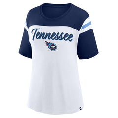 Fanatics Tennessee Titans Women's Cheer Chant Fashion Crop Top White/Navy