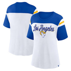 Fanatics Los Angeles Rams Women's Cheer Chant Fashion Crop Top White/Royal