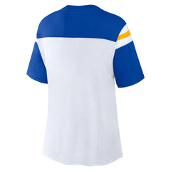 Fanatics Los Angeles Rams Women's Cheer Chant Fashion Crop Top White/Royal