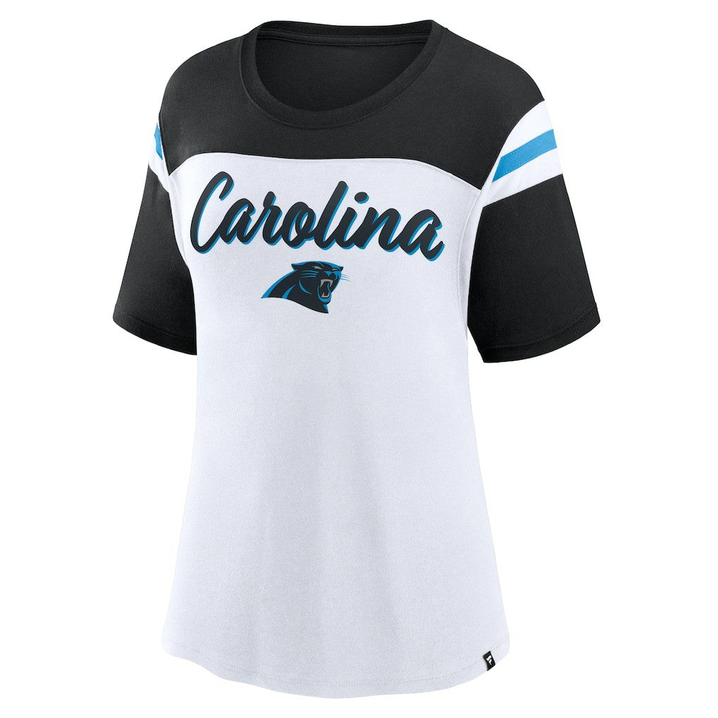 Fanatics Carolina Panthers Women's Cheer Chant Fashion Crop Top White/Black