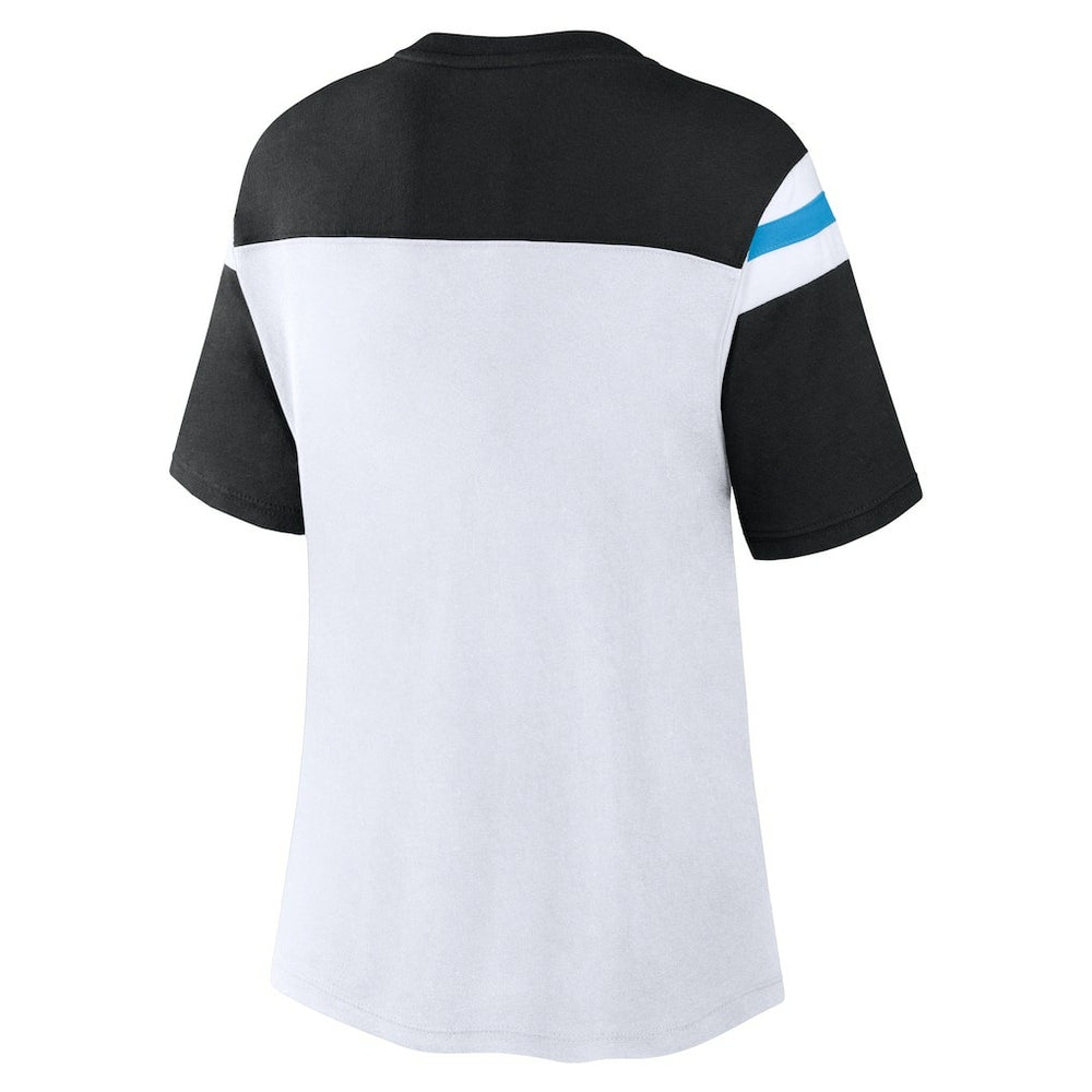 Fanatics Carolina Panthers Women's Cheer Chant Fashion Crop Top White/Black