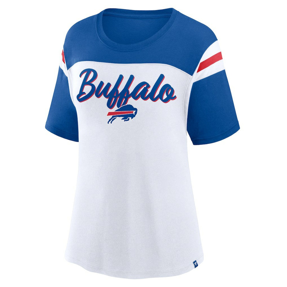 Fanatics Buffalo Bills Women's Cheer Chant Fashion Crop Top White/Royal