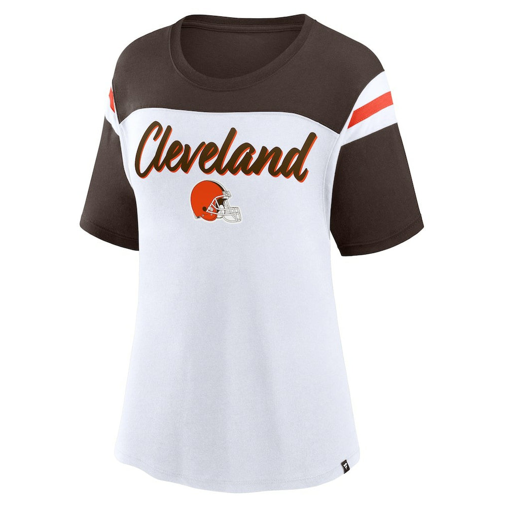 Fanatics Cleveland Browns Women's Cheer Chant Fashion Crop Top White/Brown