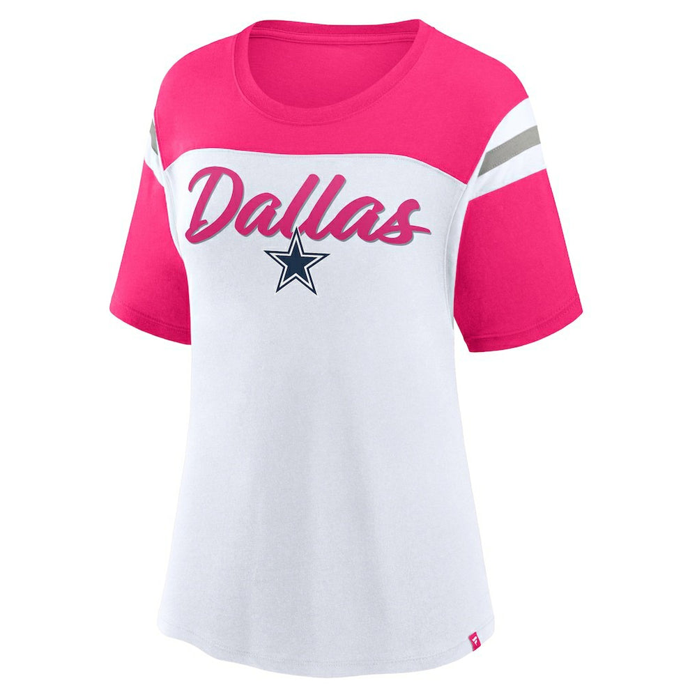 Fanatics Dallas Cowboys Women's Cheer Chant Fashion Crop Top White/Pink