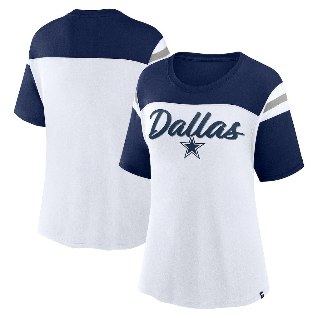 Fanatics Dallas Cowboys Women's Cheer Chant Fashion Crop Top White/Navy