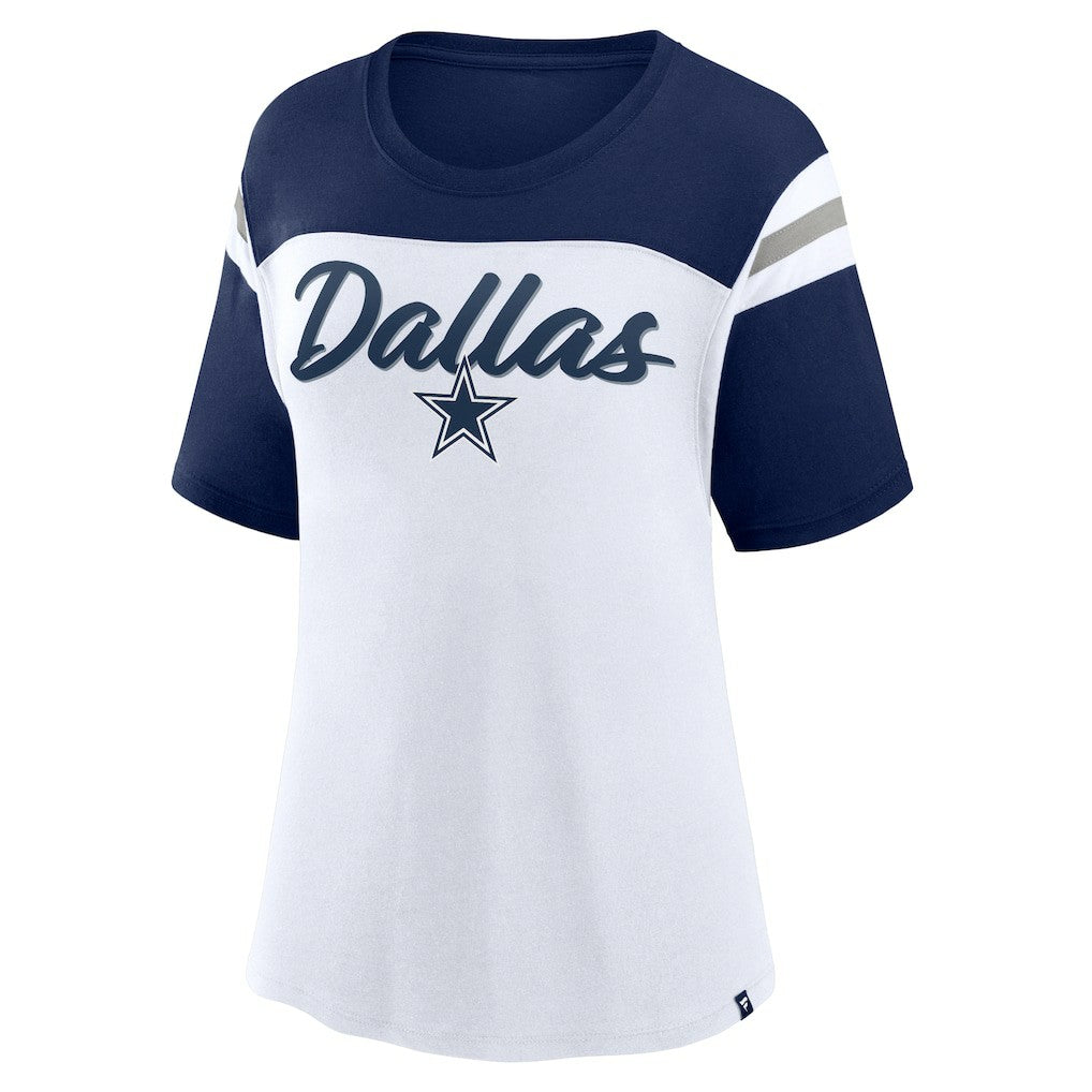Fanatics Dallas Cowboys Women's Cheer Chant Fashion Crop Top White/Navy