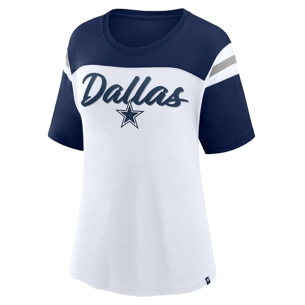 Fanatics Dallas Cowboys Women's Cheer Chant Fashion Crop Top White/Navy
