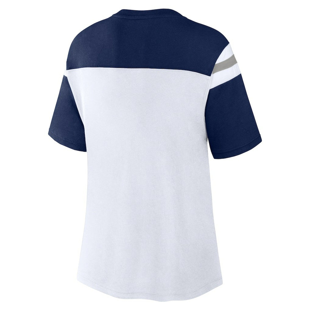 Fanatics Dallas Cowboys Women's Cheer Chant Fashion Crop Top White/Navy