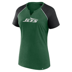 Fanatics New York Jets Women's Glittered Primary Raglan T-Shirt Green/Black