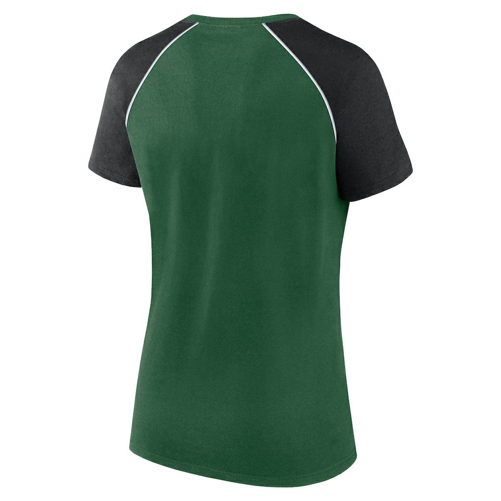 Fanatics New York Jets Women's Glittered Primary Raglan T-Shirt Green/Black
