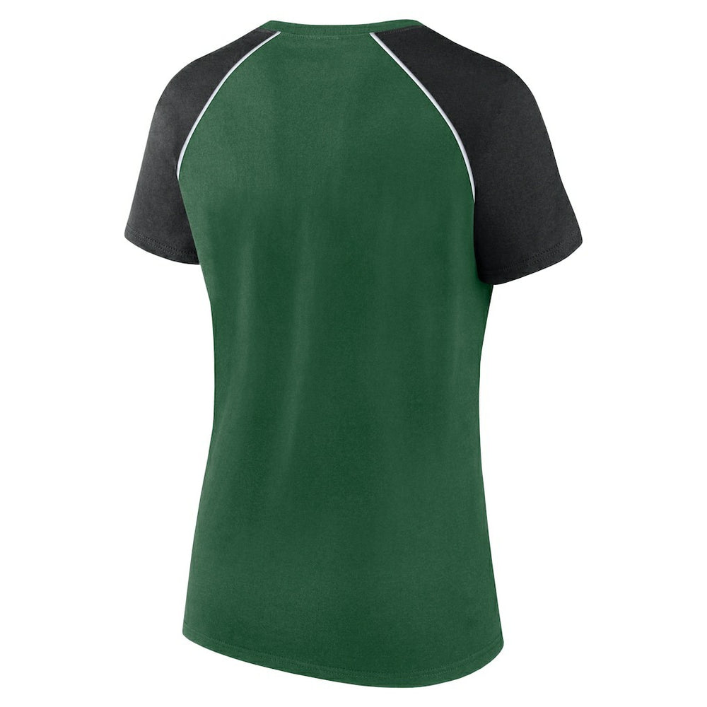 Fanatics New York Jets Women's Glittered Primary Raglan T-Shirt Green/Black