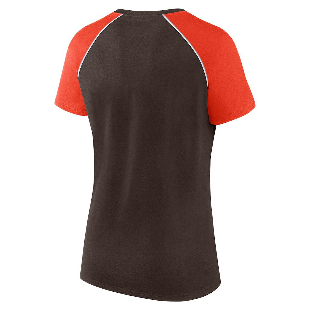Fanatics Cleveland Browns Women's Glittered Primary Raglan T-Shirt Brown/Orange