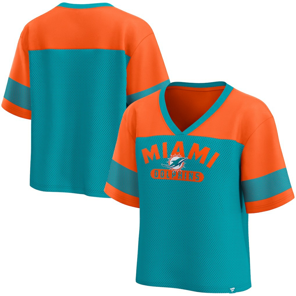Fanatics Miami Dolphins Women's Homeschool Jersey Poly V-Neck
Fashion Top Aqua/Orange