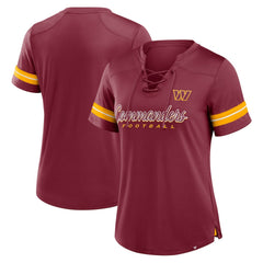 Fanatics Washington Commanders Women's Play Script Lace-Up T-Shirt Burgundy