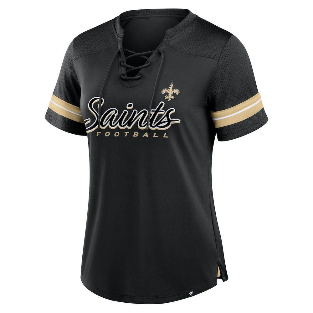 Fanatics New Orleans Saints Women's Play Script Lace-Up T-Shirt Black