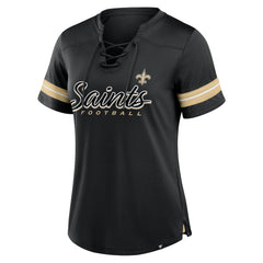 Fanatics New Orleans Saints Women's Play Script Lace-Up T-Shirt Black