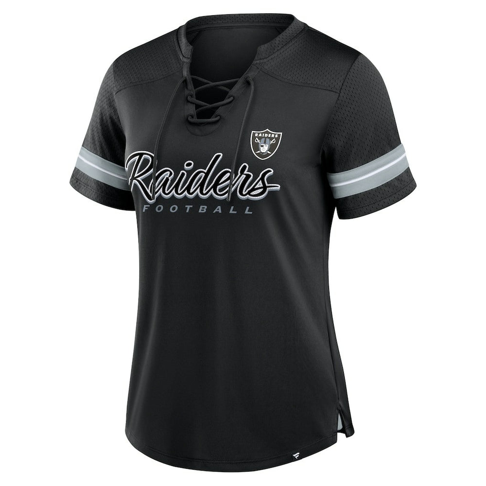 Fanatics Las Vegas Raiders Women's Play Script Lace-Up T-Shirt Black