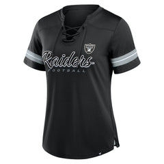 Fanatics Las Vegas Raiders Women's Play Script Lace-Up T-Shirt Black