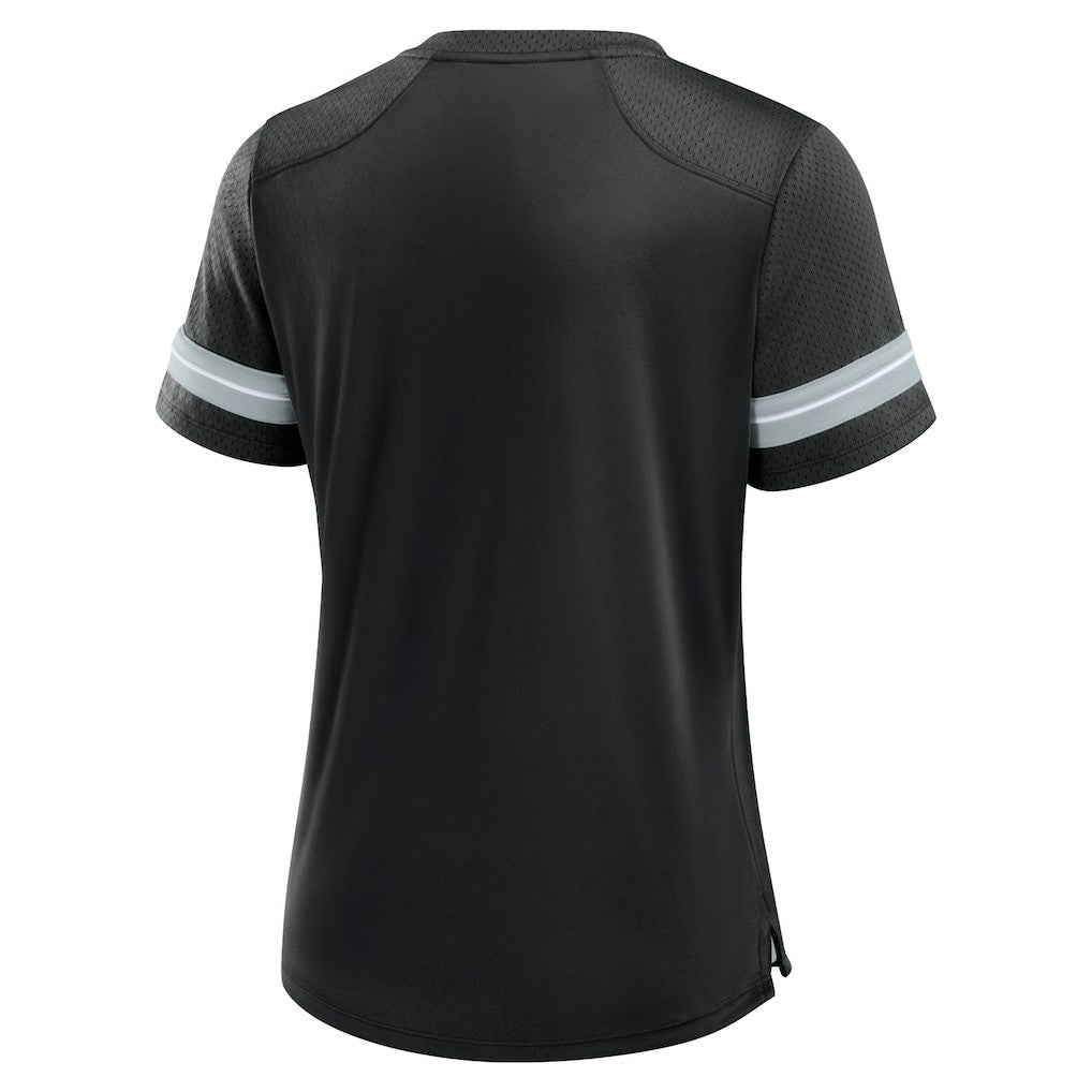 Fanatics Las Vegas Raiders Women's Play Script Lace-Up T-Shirt Black