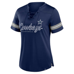 Fanatics Dallas Cowboys Women's Play Script Lace-Up T-Shirt Navy