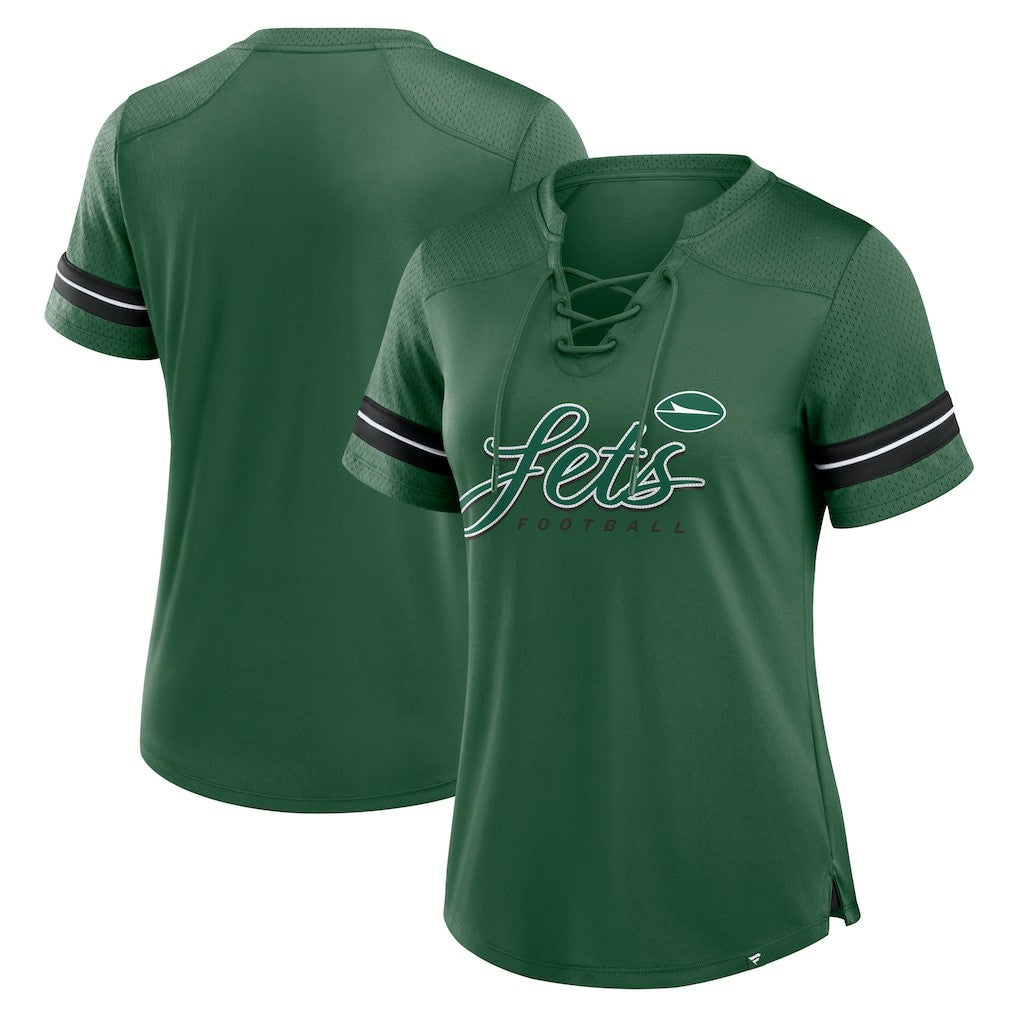 Fanatics New York Jets Women's Play Script Lace-Up T-Shirt Green