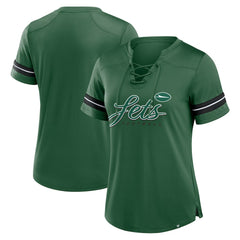 Fanatics New York Jets Women's Play Script Lace-Up T-Shirt Green