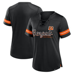 Fanatics Cincinnati Bengals Women's Play Script Lace-Up T-Shirt Black