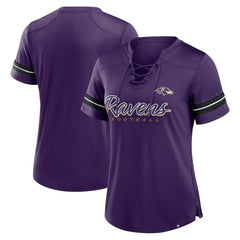 Fanatics Baltimore Ravens Women's Play Script Lace-Up T-Shirt Purple