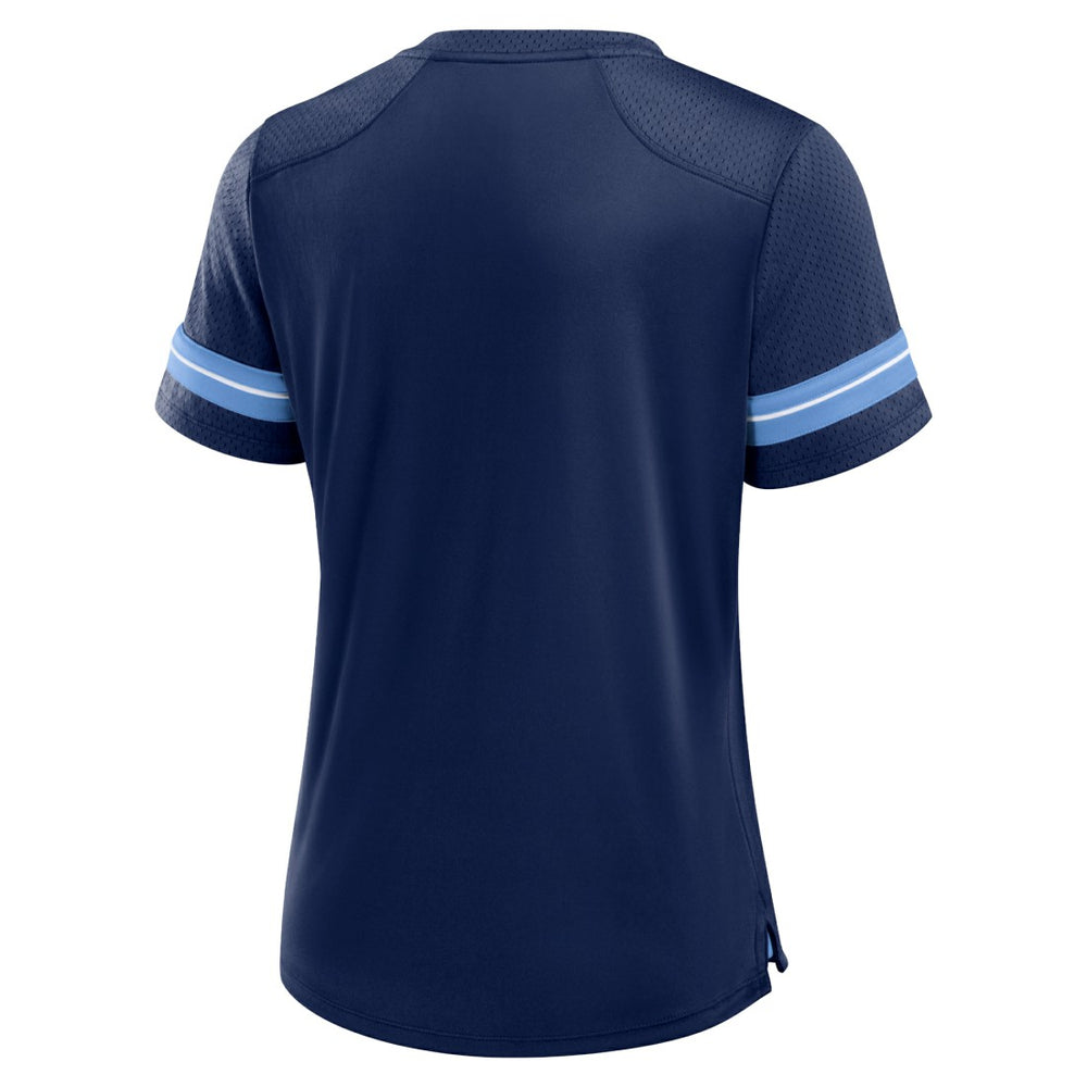 Fanatics Tennessee Titans Women's Play Script Lace-Up T-Shirt Navy