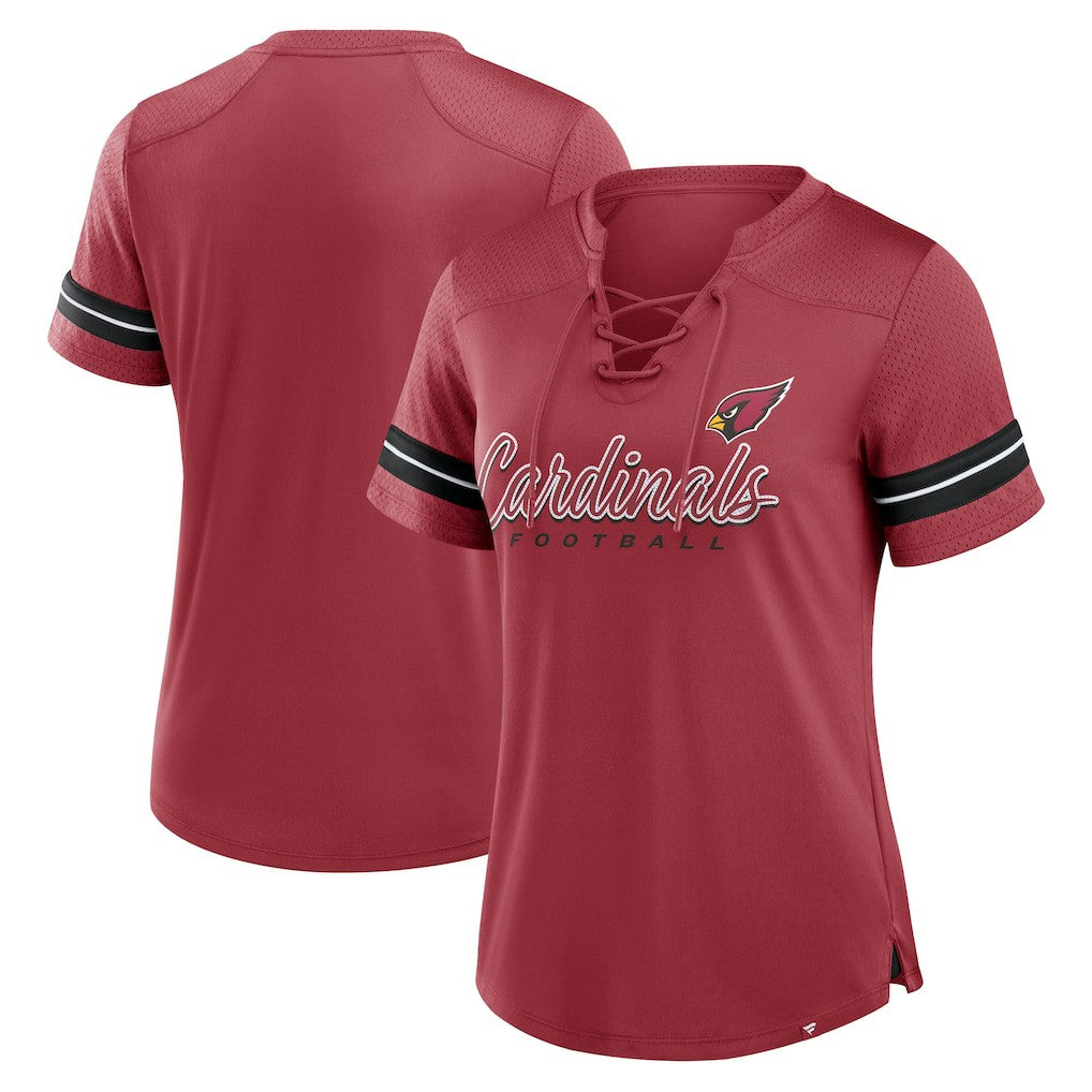 Fanatics Arizona Cardinals Women's Play Script Lace-Up T-Shirt Cardinal
