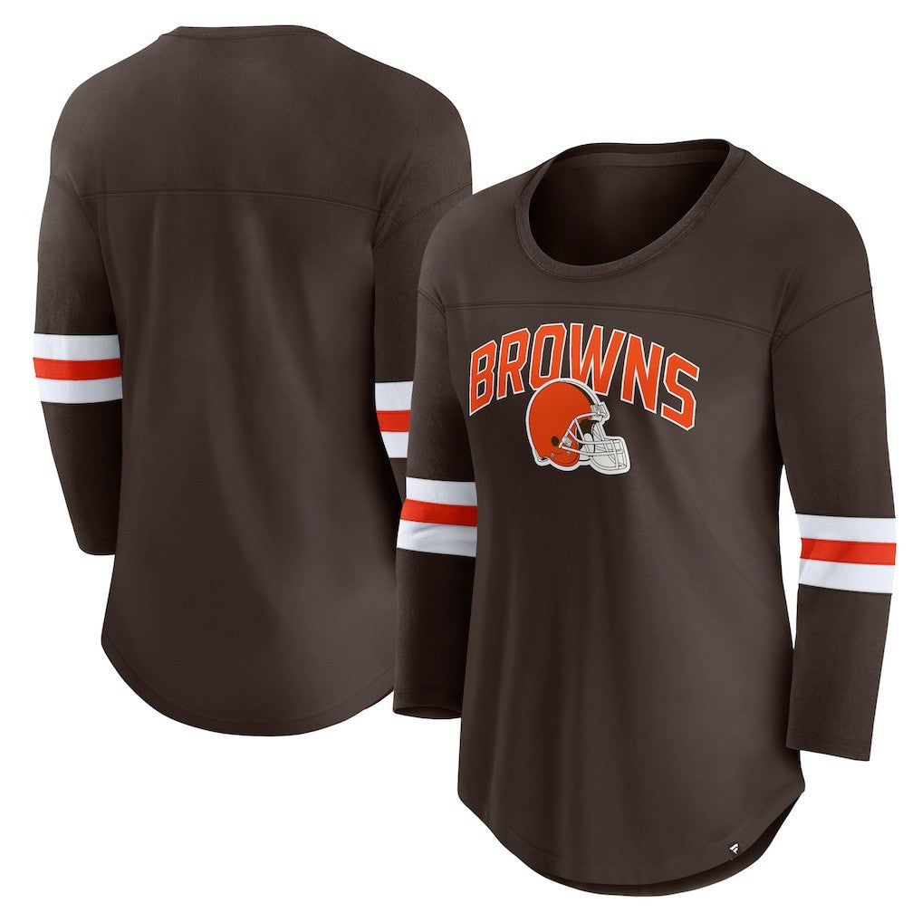 Fanatics Cleveland Browns Women's First Team Arch Logo 3/4 Sleeve T-Shirt Brown