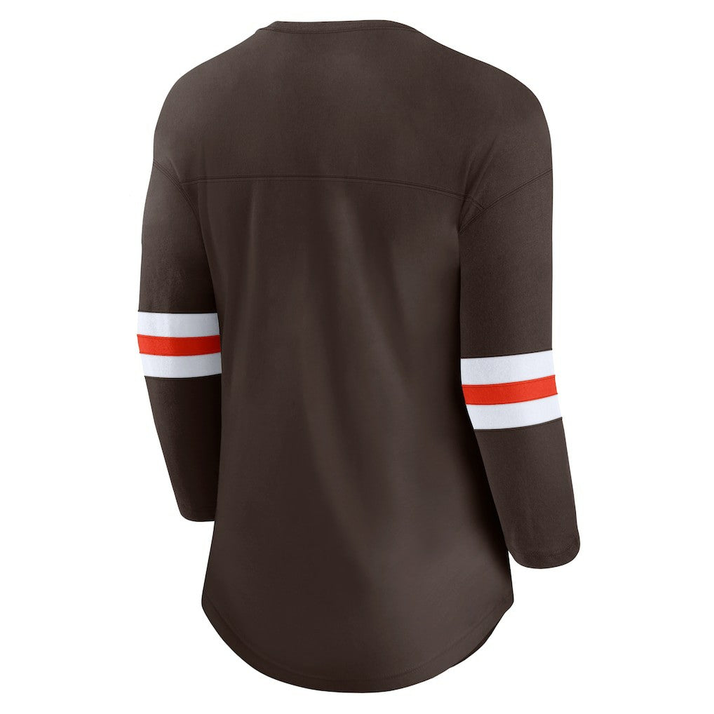 Fanatics Cleveland Browns Women's First Team Arch Logo 3/4 Sleeve T-Shirt Brown