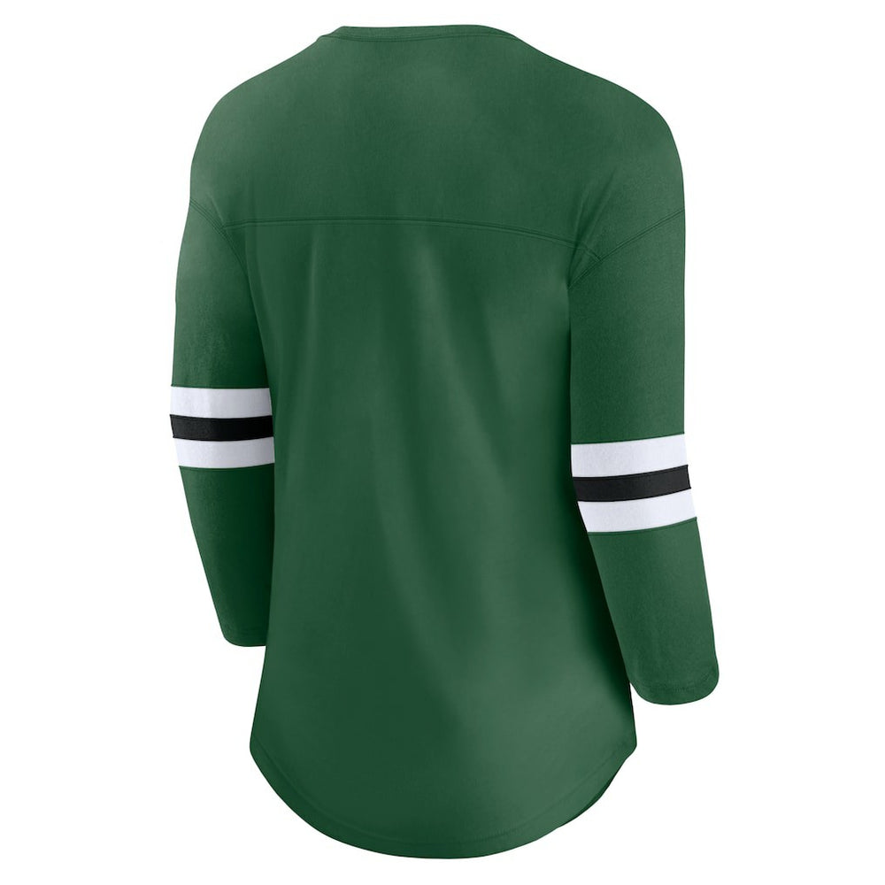 Fanatics New York Jets Women's First Team Arch Logo 3/4 Sleeve T-Shirt Green