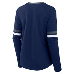 Fanatics Dallas Cowboys Women's Won and Done Lace-Up Long Sleeve Fashion Top Navy
