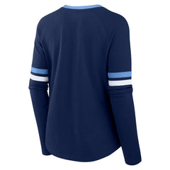 Fanatics Tennessee Titans Women's Won and Done Lace-Up Long Sleeve Fashion Top Navy