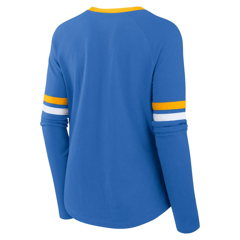 Fanatics Los Angeles Chargers Women's Won and Done Lace-Up Long Sleeve Fashion Top Powder Blue