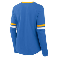 Fanatics Los Angeles Chargers Women's Won and Done Lace-Up Long Sleeve Fashion Top Powder Blue