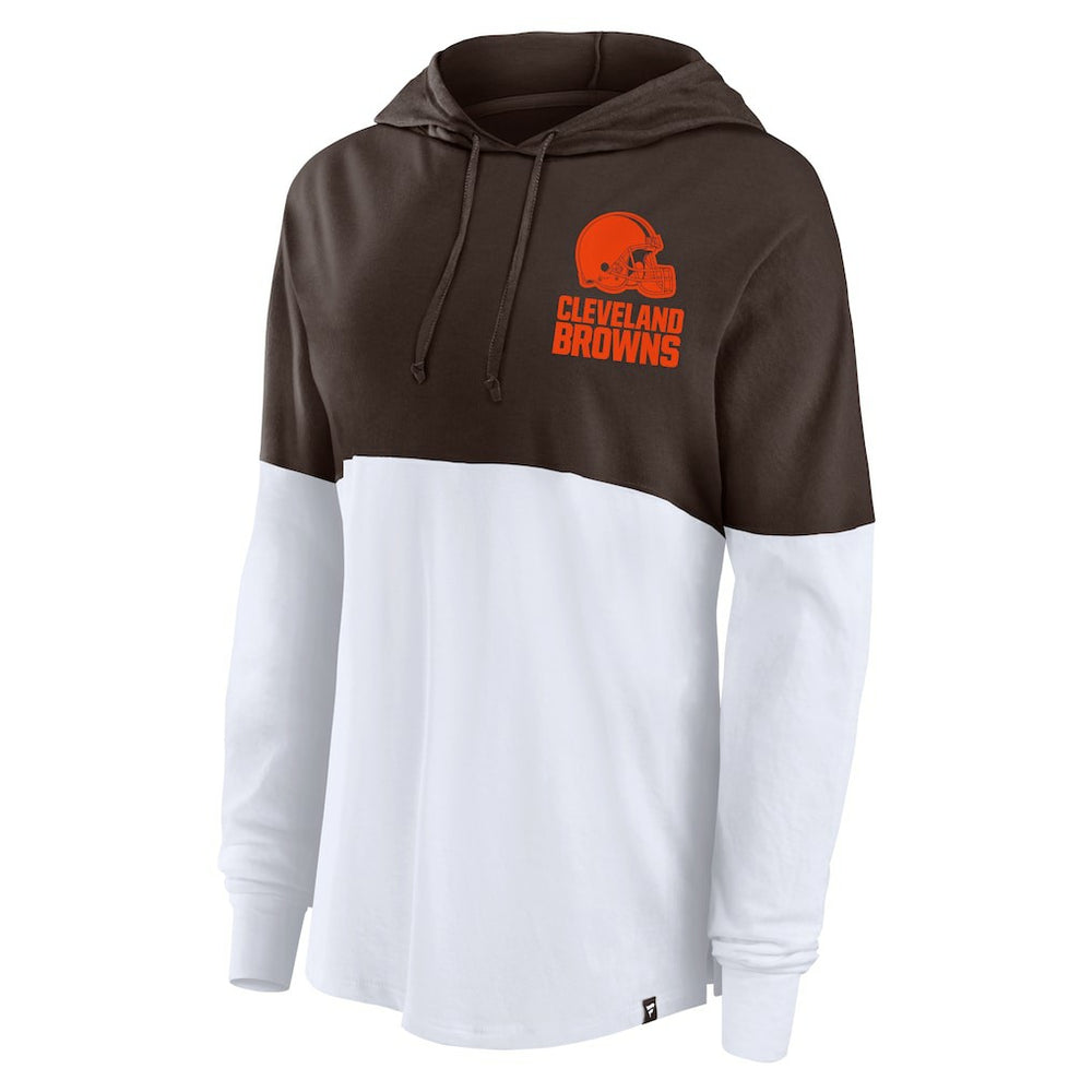 Fanatics Cleveland Browns Women's Backup Option Long Sleeve Hoodie T-Shirt Brown/White