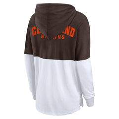 Fanatics Cleveland Browns Women's Backup Option Long Sleeve Hoodie T-Shirt Brown/White