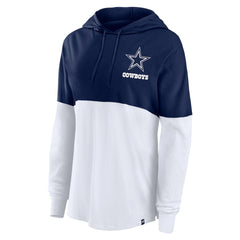 Fanatics Dallas Cowboys Women's Backup Option Long Sleeve Hoodie T-Shirt Navy/White